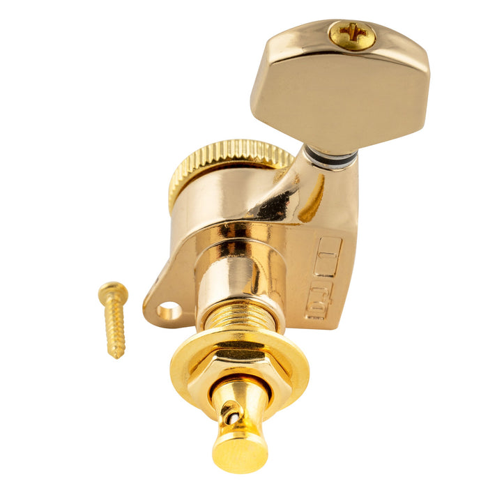 Musiclily Pro R18T Singolo Rapporto 18:1 Testa Macchina Bloccante Sigillata Completamente Lato Basso con Pulsante Esagonale per Chitarra Elettrica Stile Strat Tele