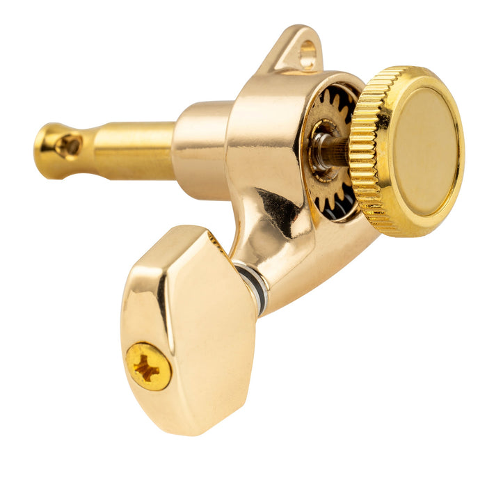 Musiclily Pro R18T Singolo Rapporto 18:1 Testa Macchina Bloccante Sigillata Completamente Lato Basso con Pulsante Esagonale per Chitarra Elettrica Stile Strat Tele