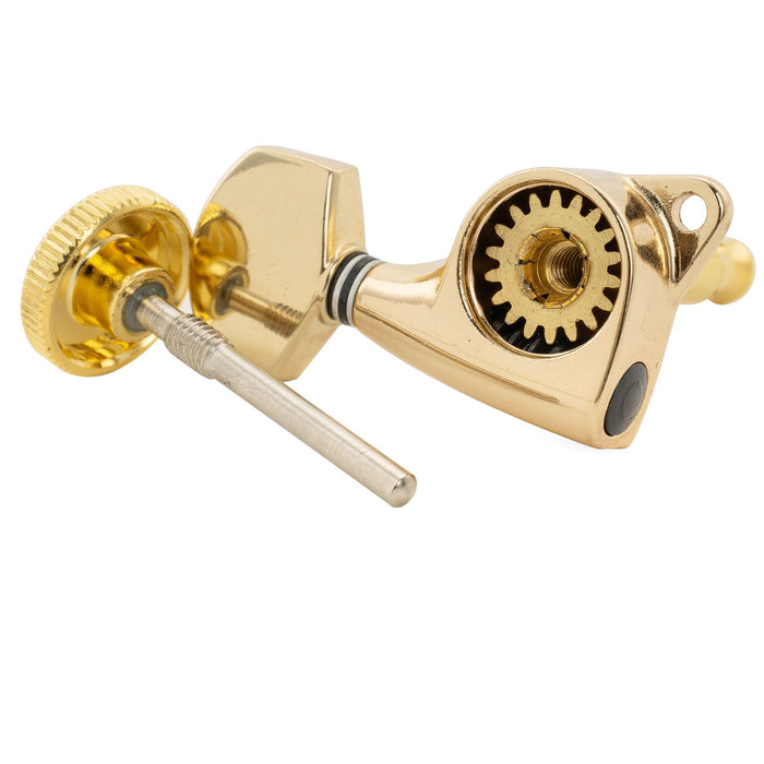 Musiclily Pro R18T Singolo Rapporto 18:1 Testa Macchina Bloccante Sigillata Completamente Lato Basso con Pulsante Esagonale per Chitarra Elettrica Stile Strat Tele