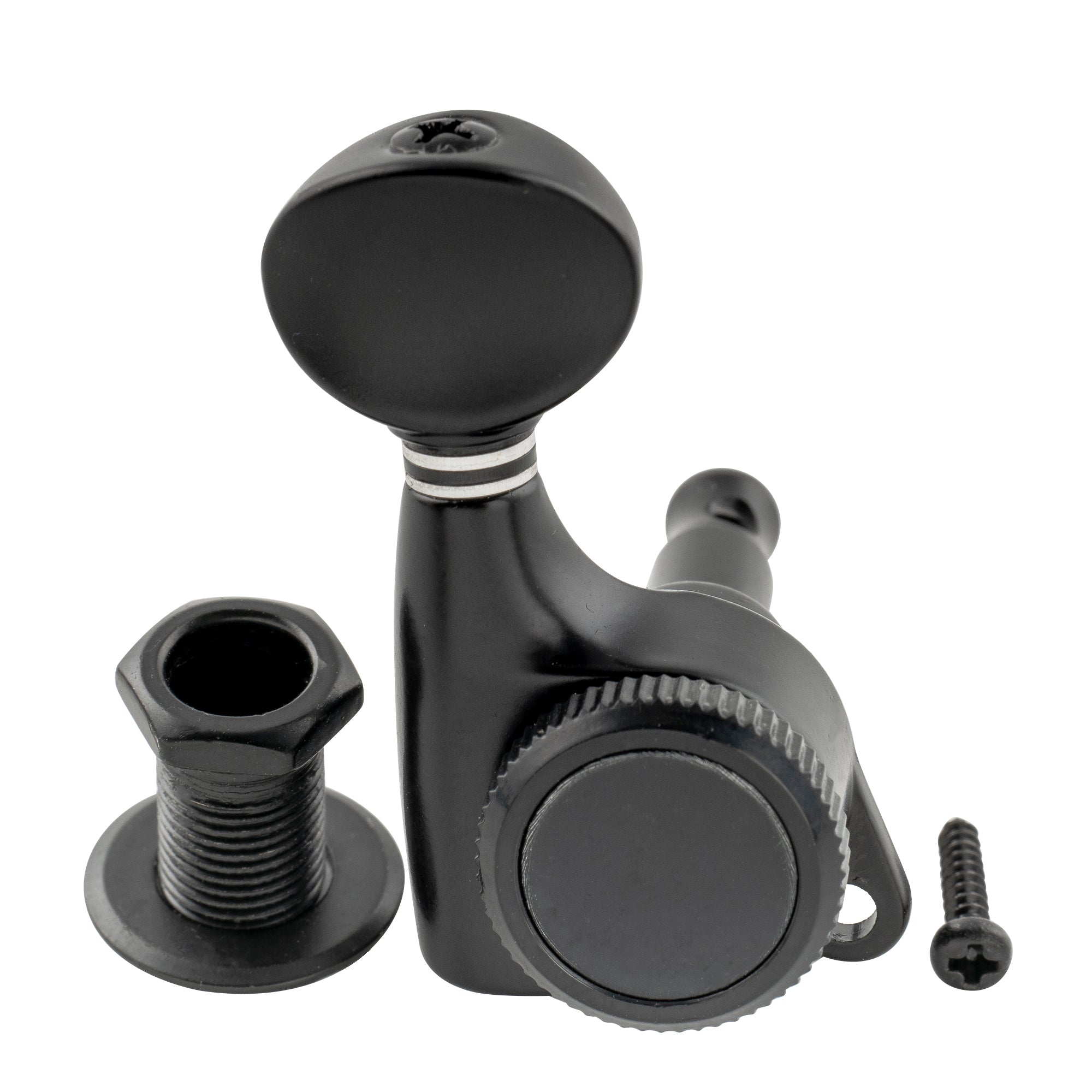 Musiclily Pro R18T-04 6-en-ligne Rapport 18:1 Mécaniques de Tuning à Verrouillage Complètement Étanches Clés avec Bouton Ovale Vintage Vis à 45° pour Strat Tele Style Guitare Électrique