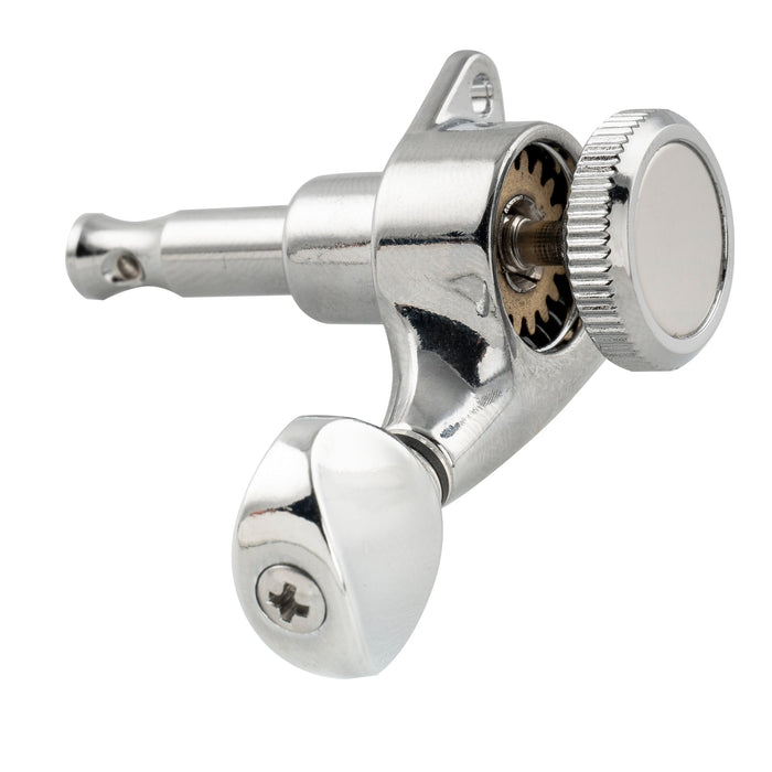 ミュージックリリー Pro R18T シングル 18:1 フルシールド ロッキング マシンヘッド ベースサイド チューナー チューニングペグ キー、ヴィンテージオーバルボタン付 ストラト/テレキャスター用エレキギター用