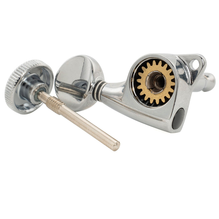 ミュージックリリー Pro R18T シングル 18:1 フルシールド ロッキング マシンヘッド ベースサイド チューナー チューニングペグ キー、ヴィンテージオーバルボタン付 ストラト/テレキャスター用エレキギター用