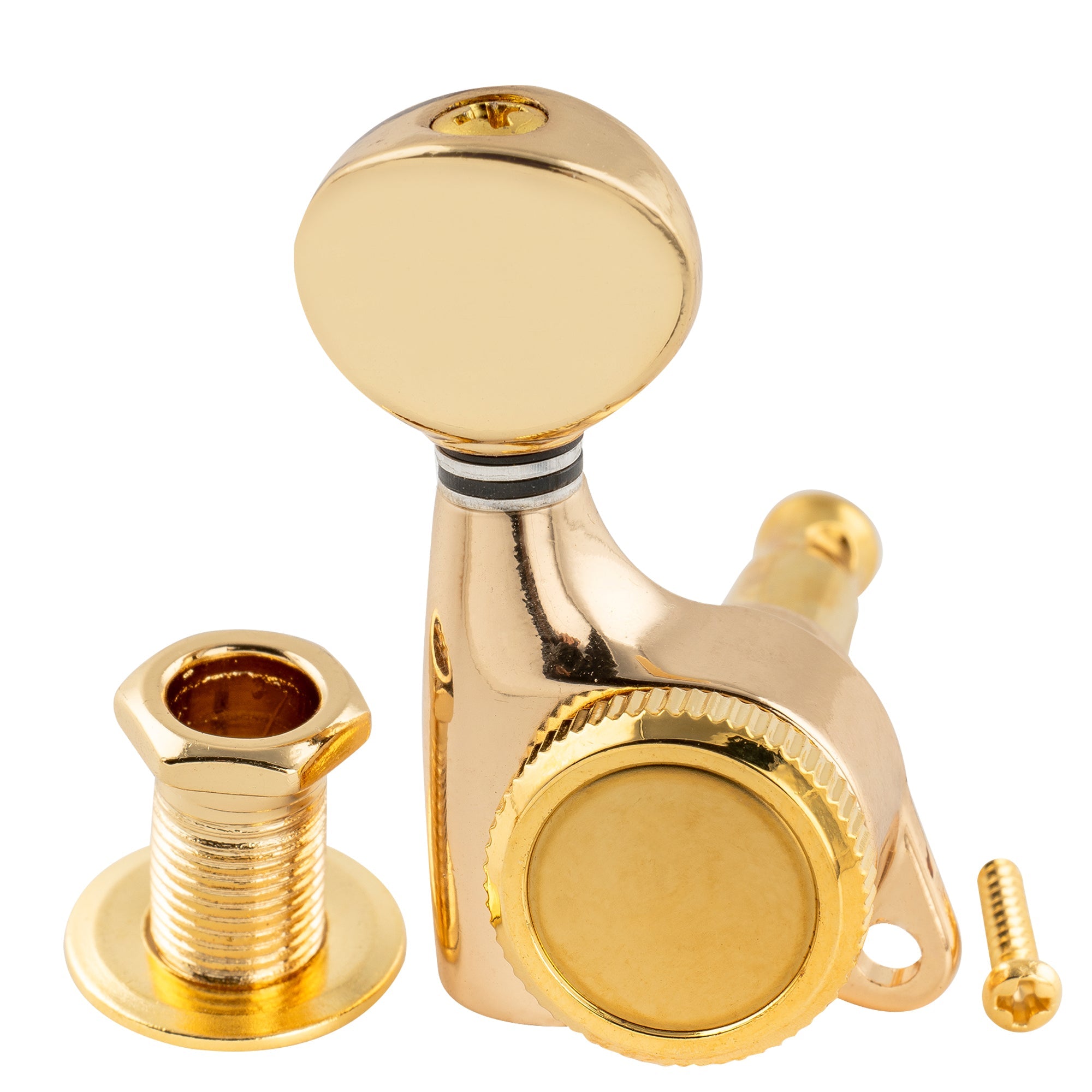 Musiclily Pro R18T-04 6-en-ligne Rapport 18:1 Mécaniques de Tuning à Verrouillage Complètement Étanches Clés avec Bouton Ovale Vintage Vis à 45° pour Strat Tele Style Guitare Électrique