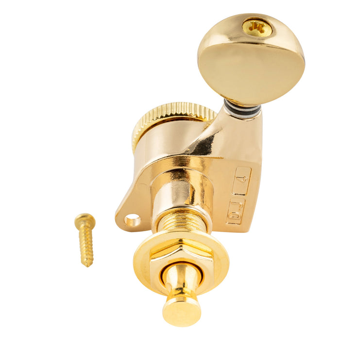 ミュージックリリー Pro R18T シングル 18:1 フルシールド ロッキング マシンヘッド ベースサイド チューナー チューニングペグ キー、ヴィンテージオーバルボタン付 ストラト/テレキャスター用エレキギター用