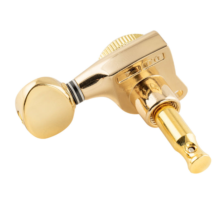 ミュージックリリー Pro R18T シングル 18:1 フルシールド ロッキング マシンヘッド ベースサイド チューナー チューニングペグ キー、ヴィンテージオーバルボタン付 ストラト/テレキャスター用エレキギター用