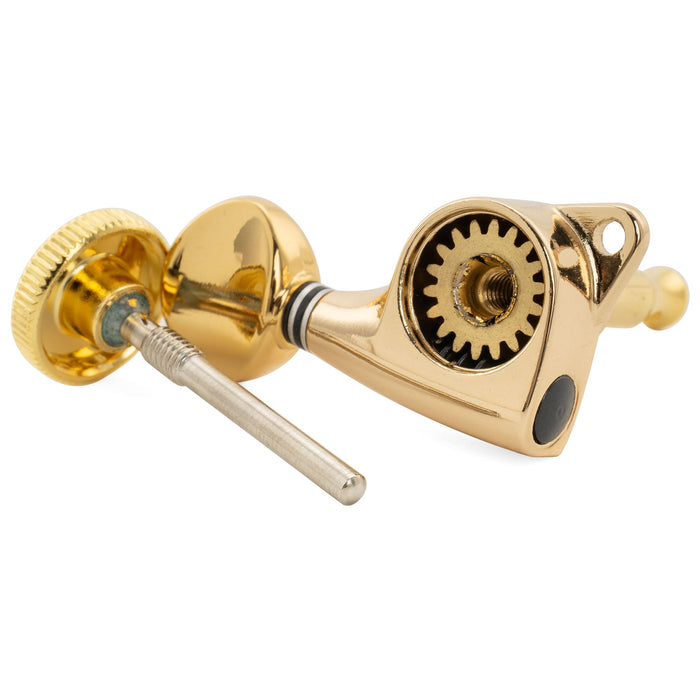 ミュージックリリー Pro R18T シングル 18:1 フルシールド ロッキング マシンヘッド ベースサイド チューナー チューニングペグ キー、ヴィンテージオーバルボタン付 ストラト/テレキャスター用エレキギター用