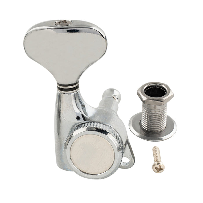 Musiclily Pro Single 18:1 Ratio Full Sealed Locking Machine Head Bass Side Tuner Tuning Peg Key with Y-Style Button for Acoustic Electric Guitar