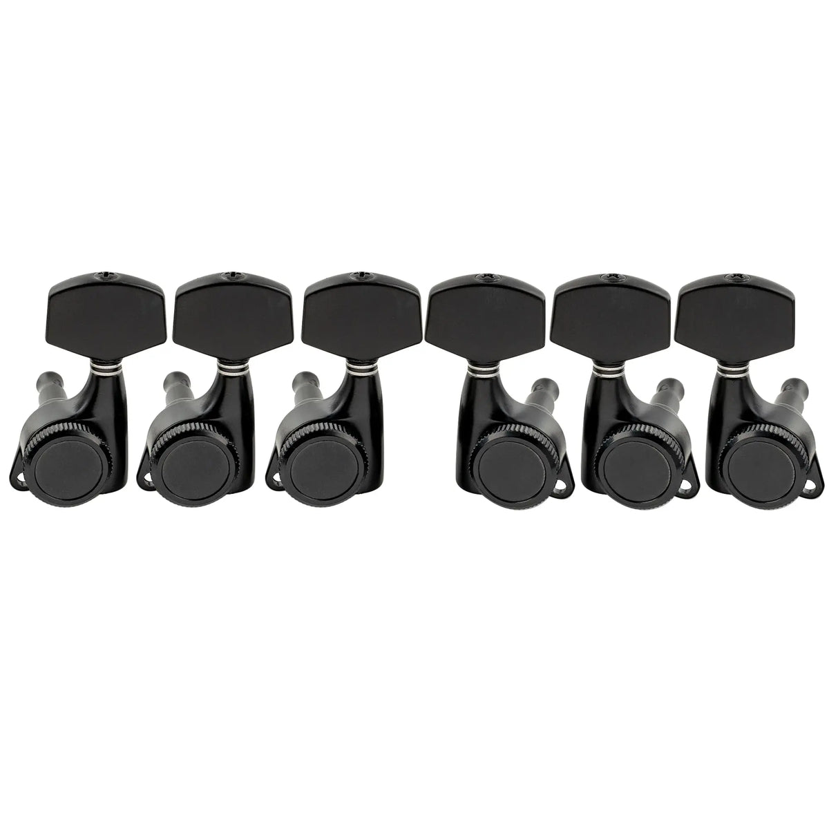 musiclily pro 3r3l 18 1 ratio full sealed locking machine heads tuners tuning pegs keys with big hex button 45 degree screw for acoustic electric guitar mx3348 3mx3349 3p, black
