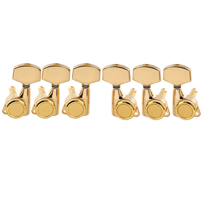 musiclily pro 3r3l 18 1 ratio full sealed locking machine heads tuners tuning pegs keys with big hex button 45 degree screw for acoustic electric guitar mx3348 3mx3349 3p, gold