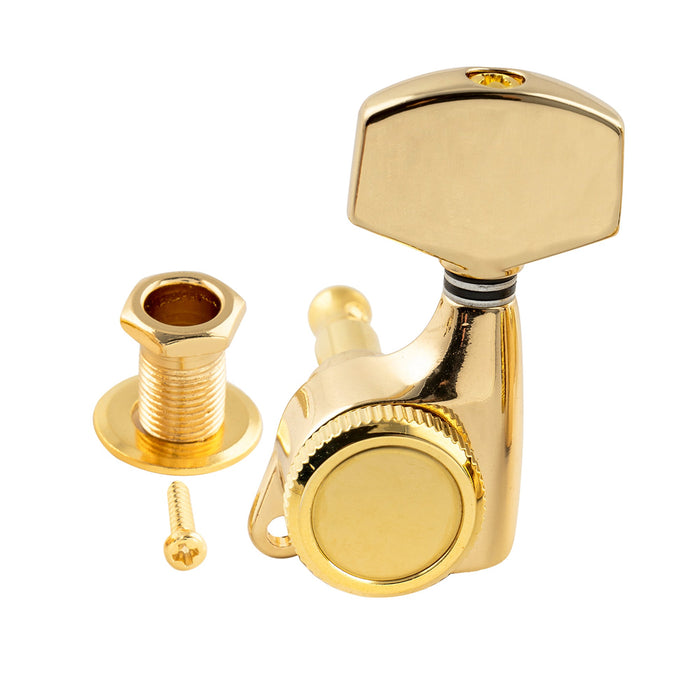 Musiclily Pro Single 18:1 Ratio Full Sealed Locking Machine Head Treble Side Tuner Tuning Peg Key with Big Hex Button for Acoustic Electric Guitar