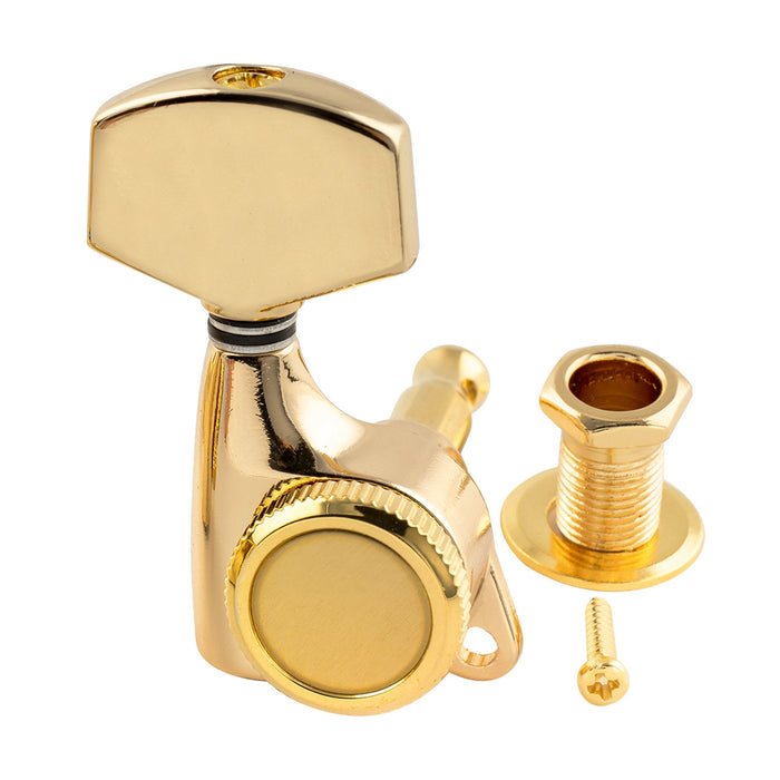 Musiclily Pro Single 18:1 Ratio Full Sealed Locking Machine Head Bass Side Tuner Tuning Peg Key with Big Hex Button for Acoustic Electric Guitar