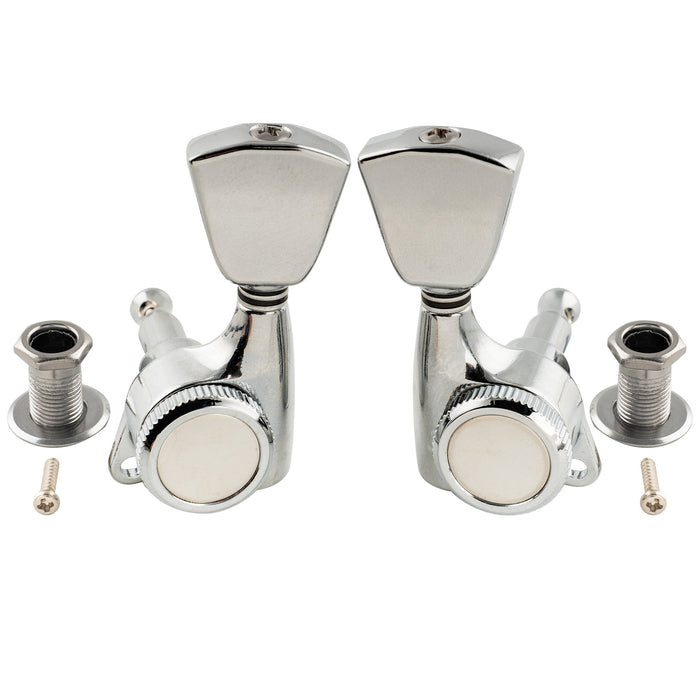 Clavijeros Musiclily Pro R18T 3R3L Relación 18:1 Totalmente Sellados con Botón en Forma de Llave y Tornillo a 45 Grados para Guitarra Acústica y Eléctrica