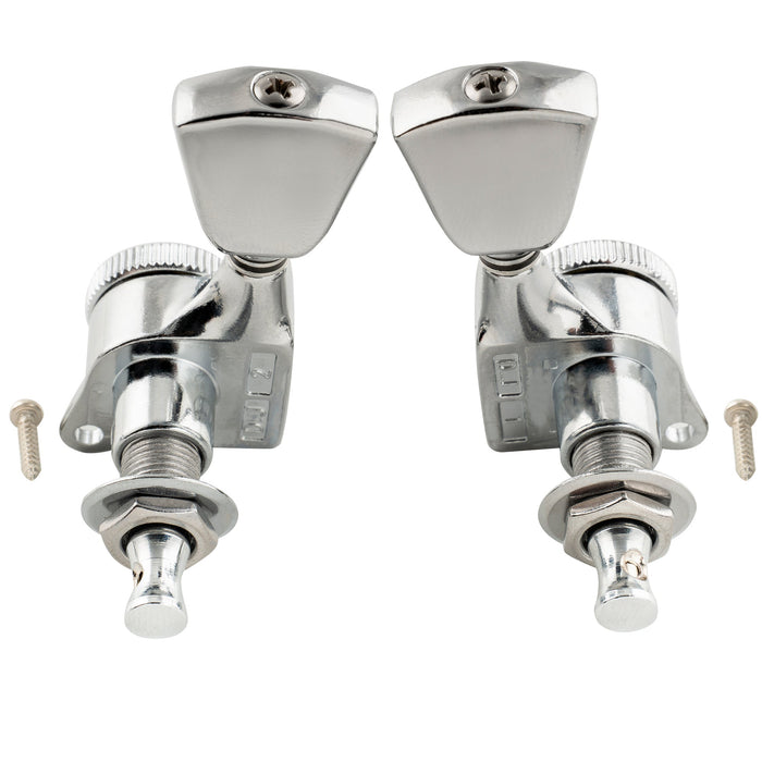 Clavijeros Musiclily Pro R18T 3R3L Relación 18:1 Totalmente Sellados con Botón en Forma de Llave y Tornillo a 45 Grados para Guitarra Acústica y Eléctrica