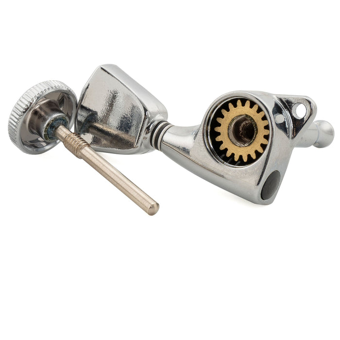 Musiclily Pro R18T Singolo Rapporto 18:1 Testa Macchina Bloccante Sigillata Completamente Lato Basso con Pulsante a Chiave per Chitarra Elettrica Acustica