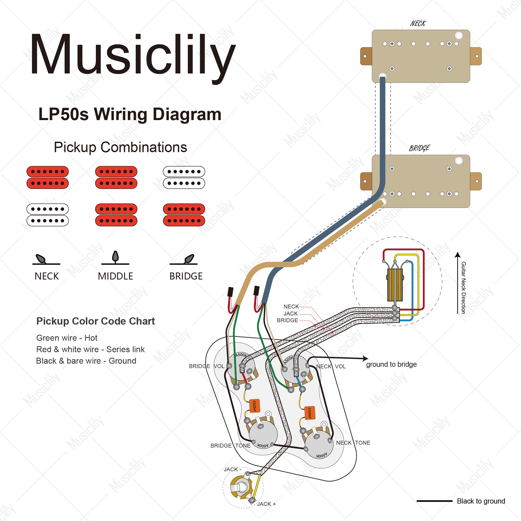 Musiclily Vintage & Modern Wiring Kit for EPI LP Style Electric