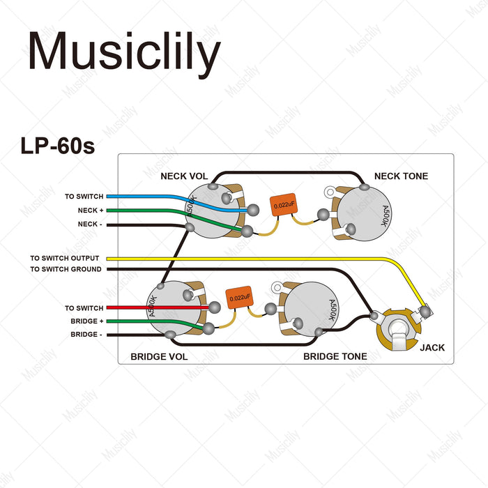 Dimensions of musiclily pro lp std modern 60s pre wired wring harness kit upgrade for epiphone lp style electric guitar nickel switch mx3365nk