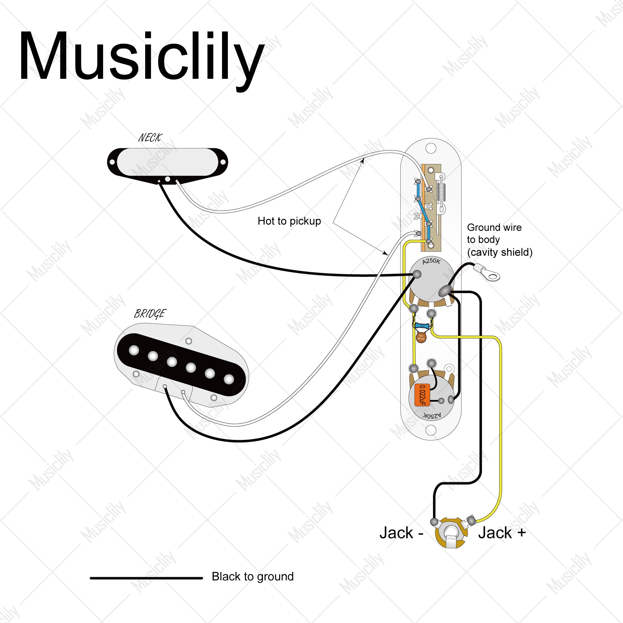Musiclily Pro Pre-wired Standard Tele Pickguard MX3398 Wiring Diagram musiclily