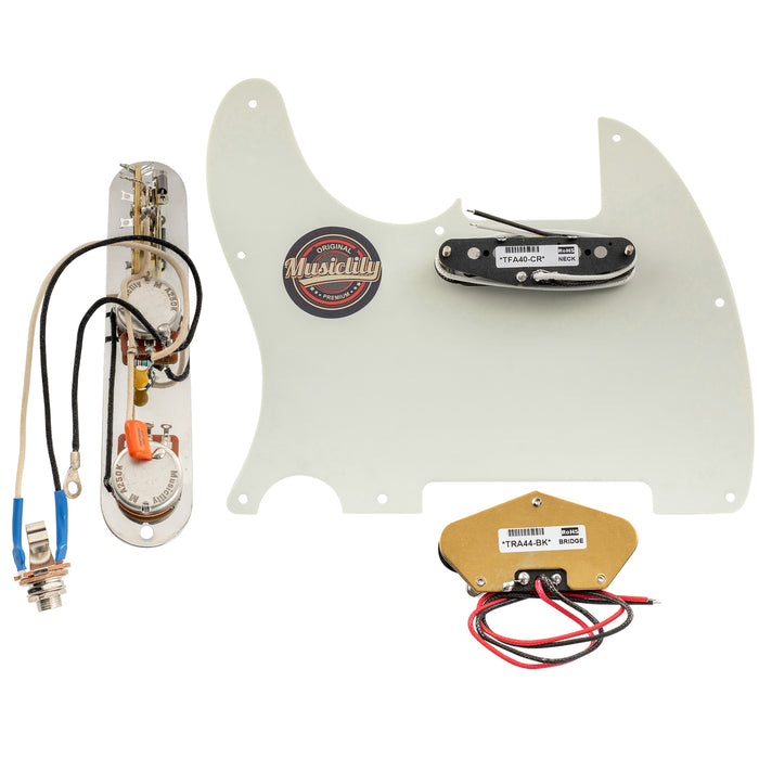 Musiclily Pro Pickguard Telecaster standard pré-câblé et plaque de contrôle chargée avec micros Artec Alnico 5 aimant pour guitare électrique de style TL