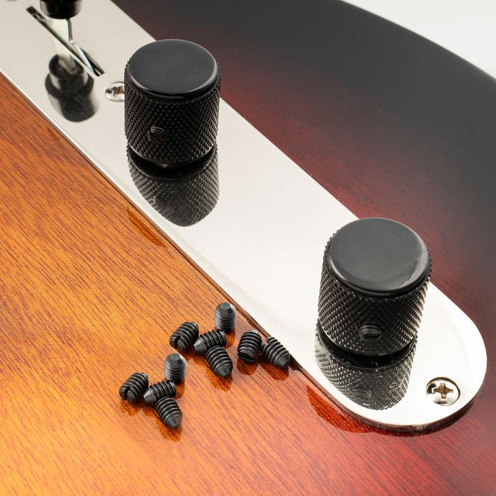 Application of musiclily pro unc 8 32x1 4 inch stainless steel slotted cone point set screws for fender tele style control knobs mx3405 10p