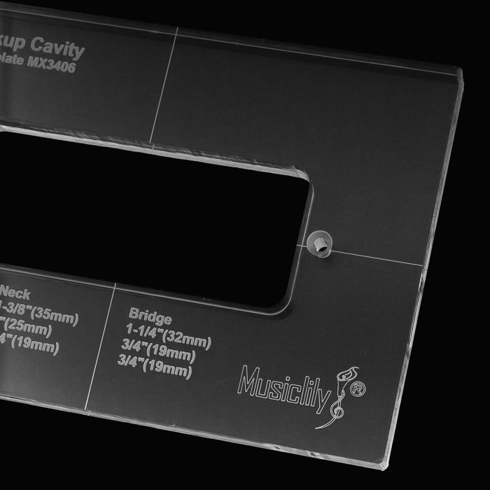 detail of musiclily pro cnc accurate acrylic p90 pickup routing template for electric guitar body mx3406