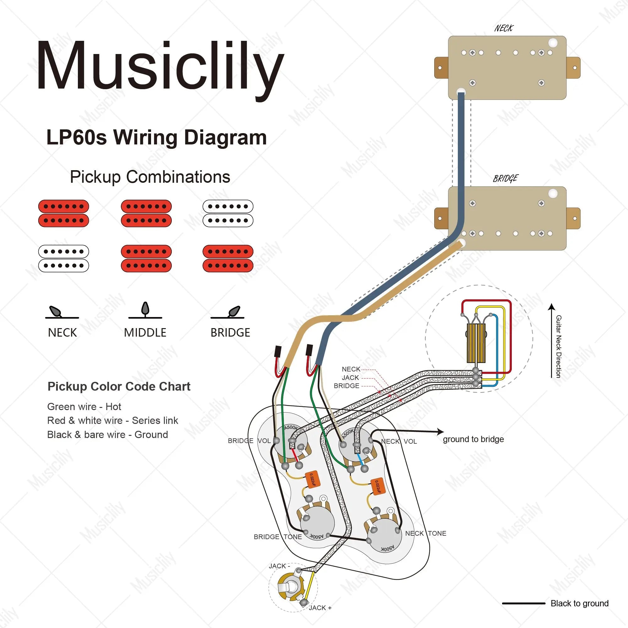 Dimensions of musiclily pro pre wired 3 way pickup select toggle switch soldered with metal braided wires for epiphone lp style electric guitar mx3413nk