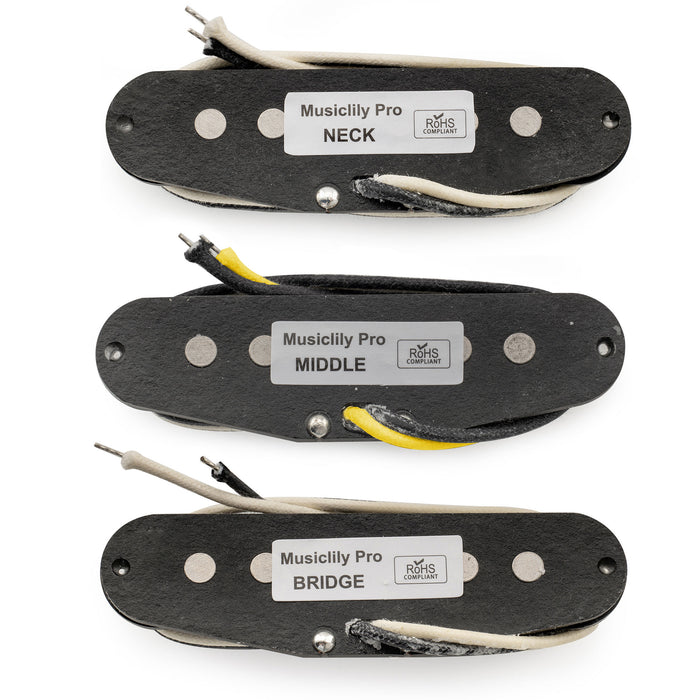 Musiclily Pro ST-50S スタッガード アルニコ5 シングルコイルピックアップ ネックミドルブリッジセット Stratストラトエレキギター用 ブラック