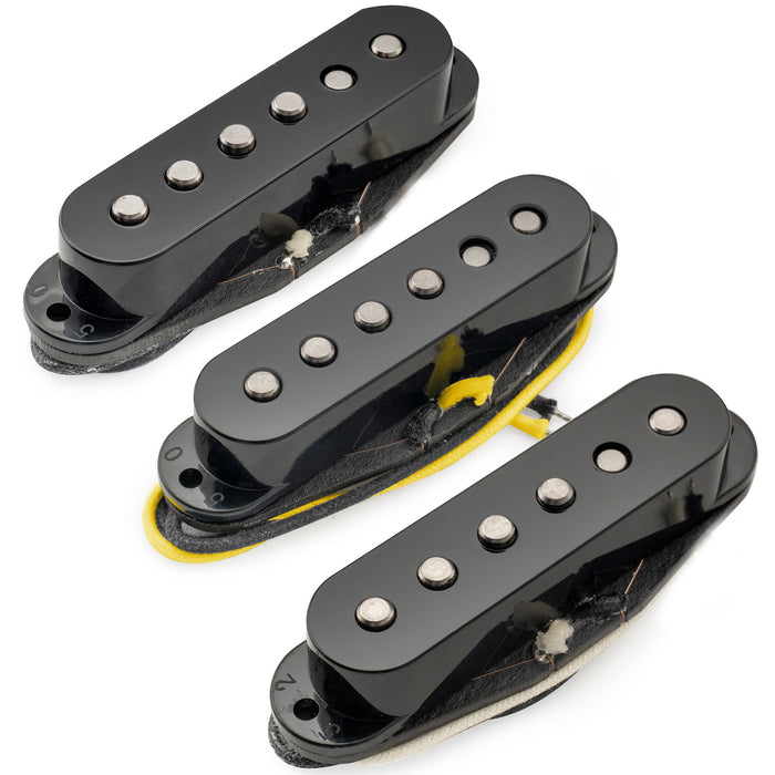 Musiclily Pro ST-50S スタッガード アルニコ5 シングルコイルピックアップ ネックミドルブリッジセット Stratストラトエレキギター用 ブラック