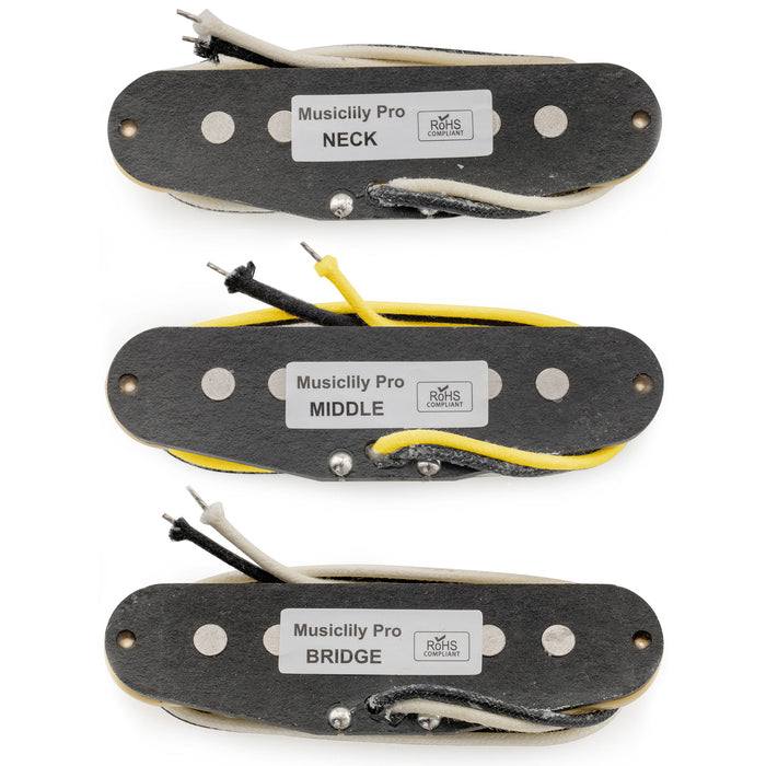 Musiclily Pro ST-50S スタッガード アルニコ5 シングルコイルピックアップ ネックミドルブリッジセット Stratストラトエレキギター用 ブラック