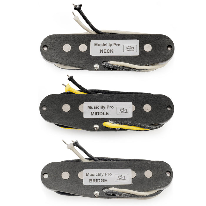 Musiclily Pro ST-50S スタッガード アルニコ5 シングルコイルピックアップ ネックミドルブリッジセット Stratストラトエレキギター用 ブラック