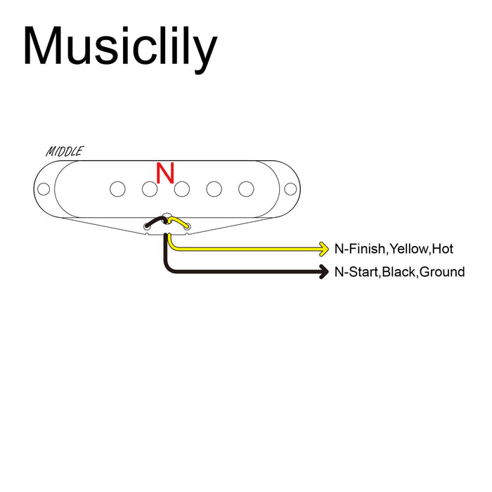 Musiclily Pro ST-50S スタッガード アルニコ5 シングルコイルミドルピックアップ 5.9K Stratストラトエレキギター用 ブラック