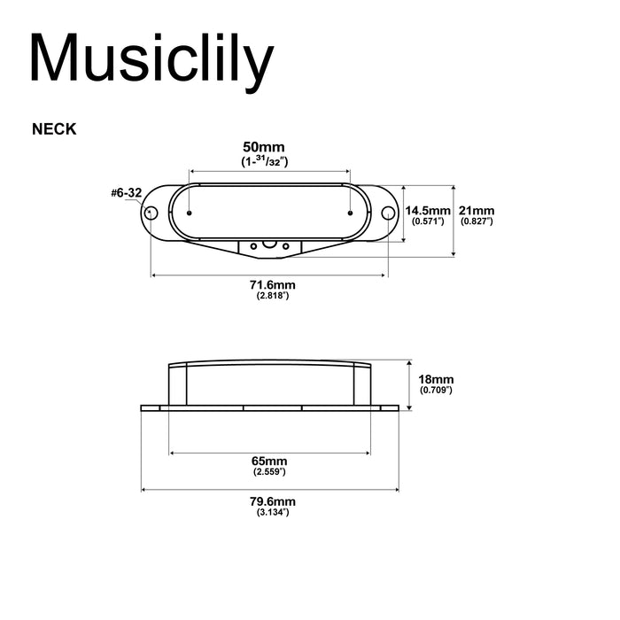Musiclily Pro TL-60S Alnico 5 Single Coil Neck Pickup 8.2K for Tele Style Electric Guitar, Gold