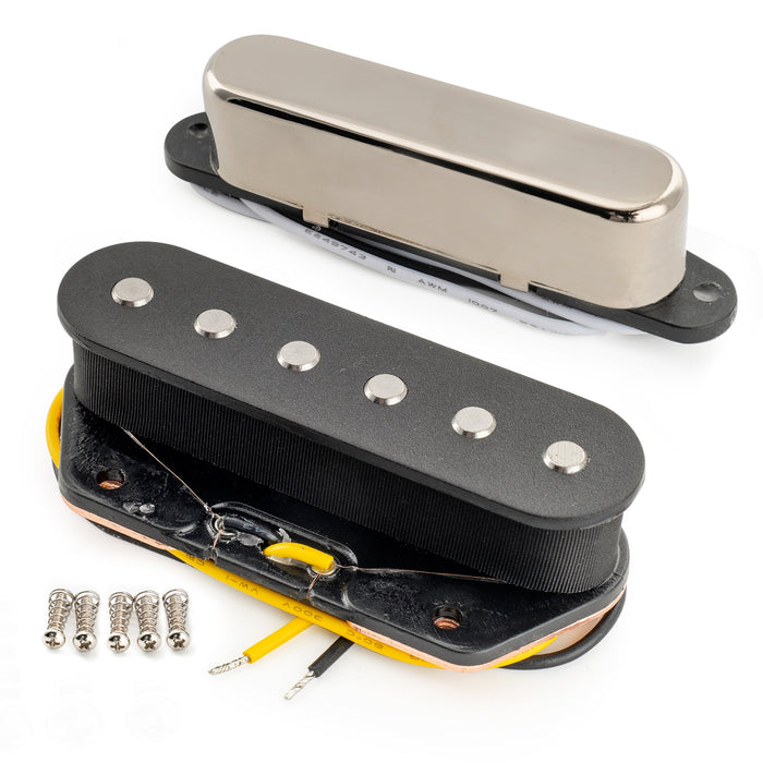 Musiclily Pro TL-60S Alnico 5 Single Coil Neck Bridge Pickups Set 8.2K/7.3K for Tele Style Electric Guitar