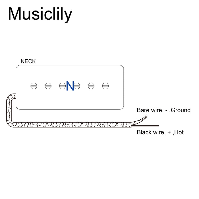 Musiclily Pro P90-BLA アルニコ5 P90 ソープバー シングルコイルネックピックアップ エレキギター用 ブラック