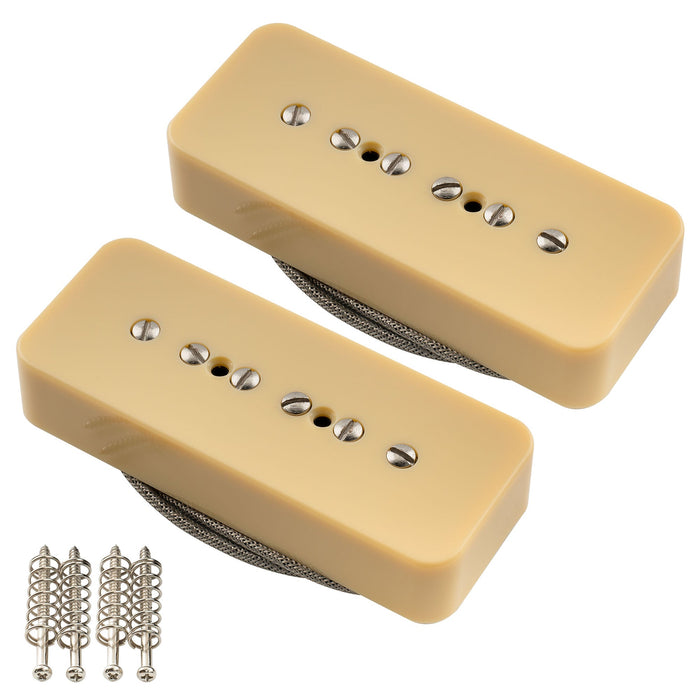 Musiclily Pro P90-BLA アルニコ5 P90 ソープバー シングルコイルピックアップ ネックブリッジセット エレキギター用 ブラック