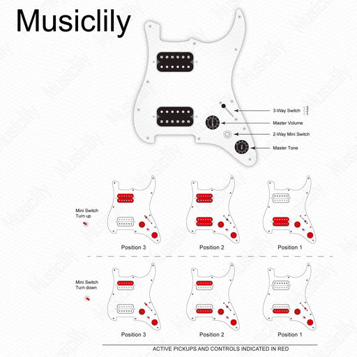 Dimensions of musiclily pro se st hh omha pre wired pickguard with alnico 5 humbuckers mini toggle switch for strat style electric guitar mx3436p