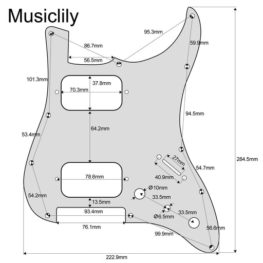 Dimensions of musiclily pro se st hh omha pre wired pickguard with alnico 5 humbuckers mini toggle switch for strat style electric guitar mx3436p