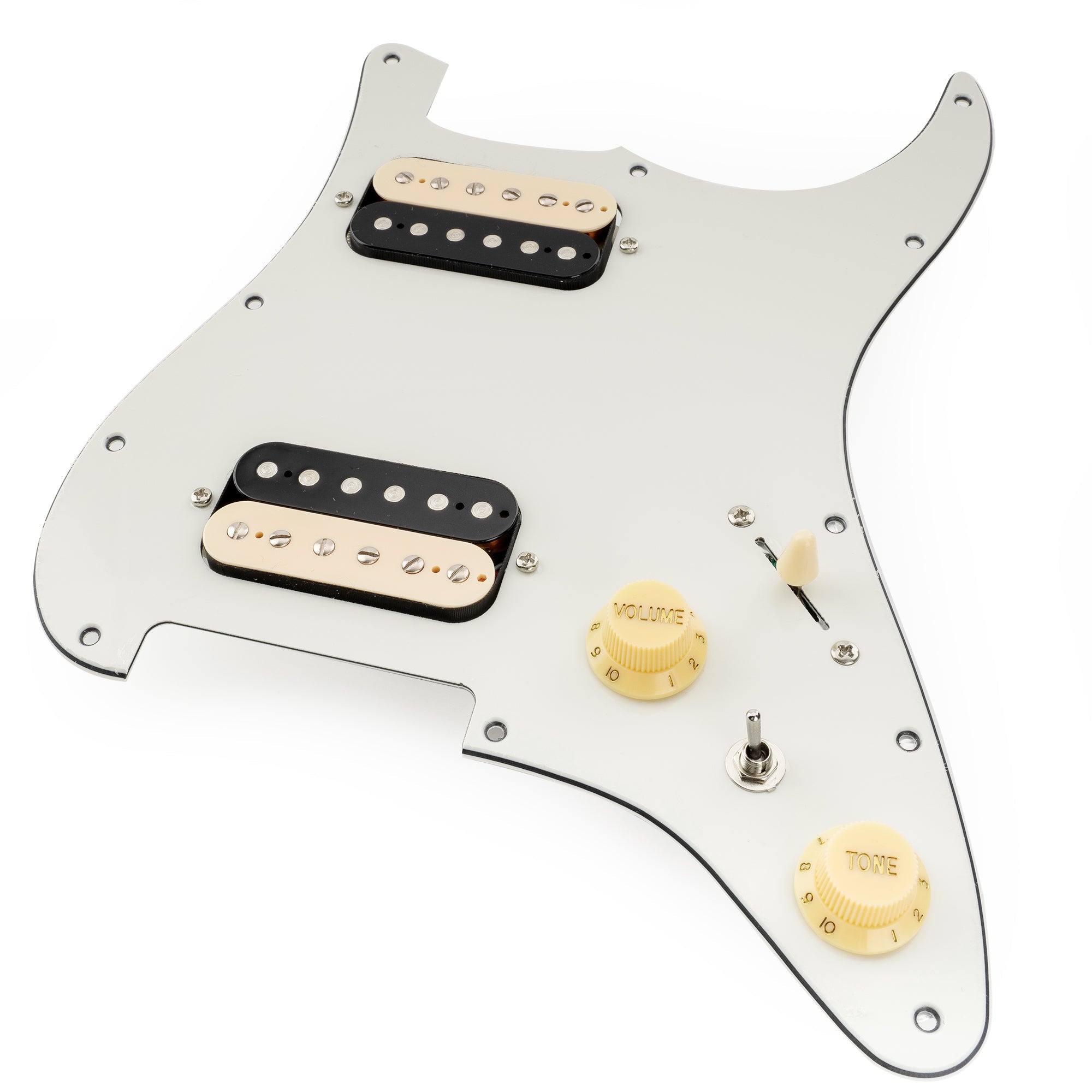 musiclily pro se st hh omha pre wired pickguard with alnico 5 humbuckers mini toggle switch for strat style electric guitar mx3436p, tortoise shell