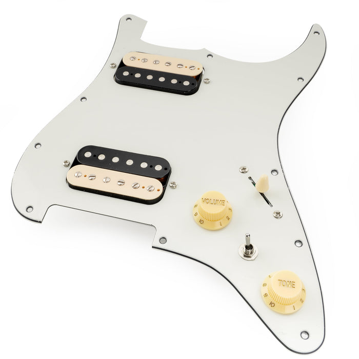 musiclily pro se st hh omha pre wired pickguard with alnico 5 humbuckers mini toggle switch for strat style electric guitar mx3436p, tortoise shell