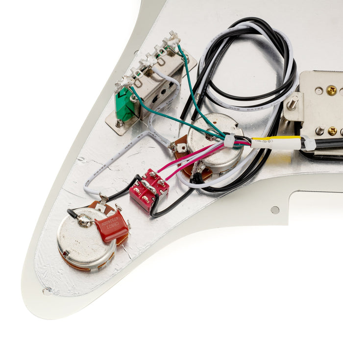 Musiclily Pro-SE ST-HH-OMHA 配線済みキット ピックガード アルニコ5ハムバッカーとミニトグルスイッチ Stratストラトエレキギター用 4プライ エイジドホワイトパール