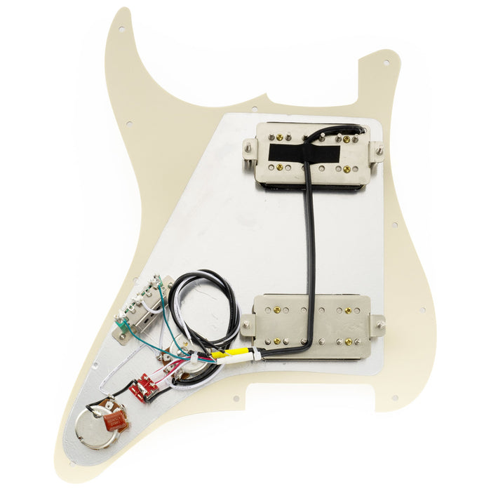 Musiclily Pro-SE ST-HH-OMHA 配線済みキット ピックガード アルニコ5ハムバッカーとミニトグルスイッチ Stratストラトエレキギター用 4プライ エイジドホワイトパール