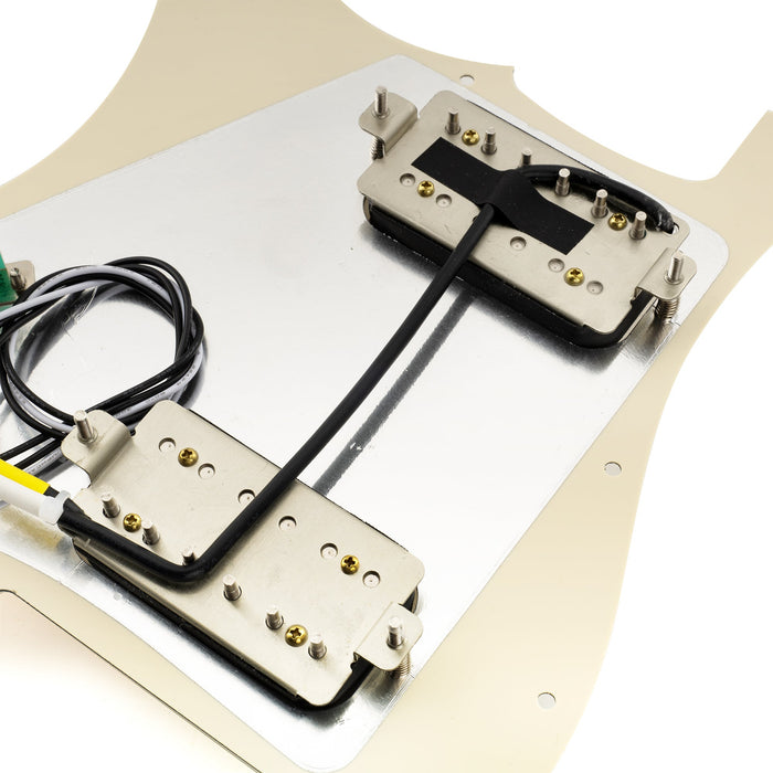 Musiclily Pro-SE ST-HH-OMHA 配線済みキット ピックガード アルニコ5ハムバッカーとミニトグルスイッチ Stratストラトエレキギター用 4プライ エイジドホワイトパール