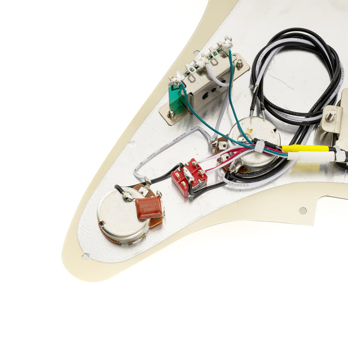 Musiclily Pro-SE ST-HH-OMHA 配線済みキット ピックガード アルニコ5ハムバッカーとミニトグルスイッチ Stratストラトエレキギター用 4プライ エイジドホワイトパール