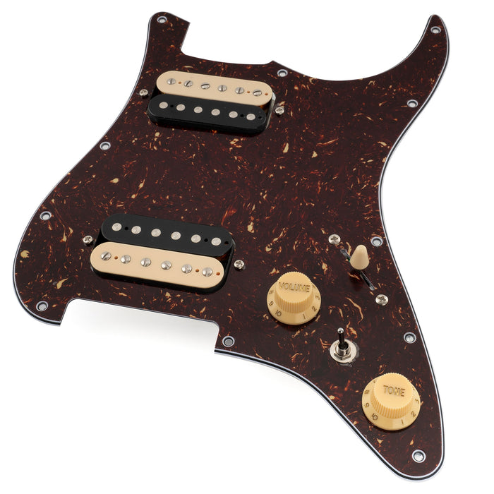Musiclily Pro-SE ST-HH-OMHA 配線済みキット ピックガード アルニコ5ハムバッカーとミニトグルスイッチ Stratストラトエレキギター用 4プライ エイジドホワイトパール