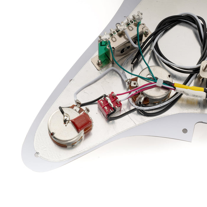 Musiclily Pro-SE ST-HH-OMHA 配線済みキット ピックガード アルニコ5ハムバッカーとミニトグルスイッチ Stratストラトエレキギター用 4プライ エイジドホワイトパール