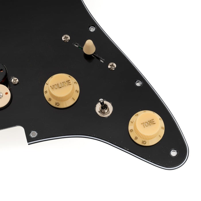 Musiclily Pro-SE ST-HH-OMHA 配線済みキット ピックガード アルニコ5ハムバッカーとミニトグルスイッチ Stratストラトエレキギター用 4プライ エイジドホワイトパール
