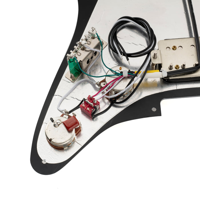 Musiclily Pro-SE ST-HH-OMHA 配線済みキット ピックガード アルニコ5ハムバッカーとミニトグルスイッチ Stratストラトエレキギター用 4プライ エイジドホワイトパール