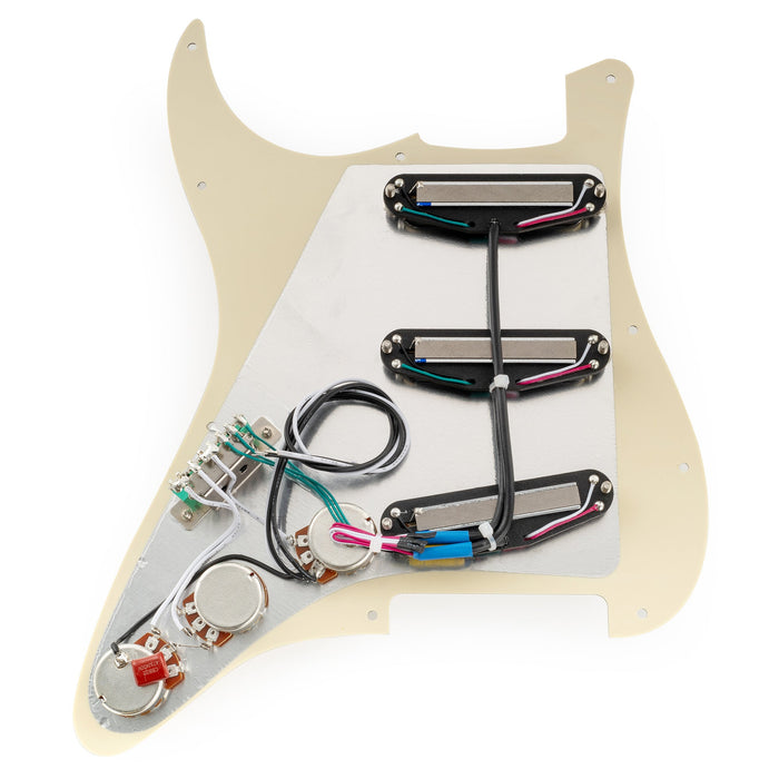 Part of musiclily pro se st dpha pre wired sss pickguard with alnico 5 mini rail humbucker for strat style electric guitar