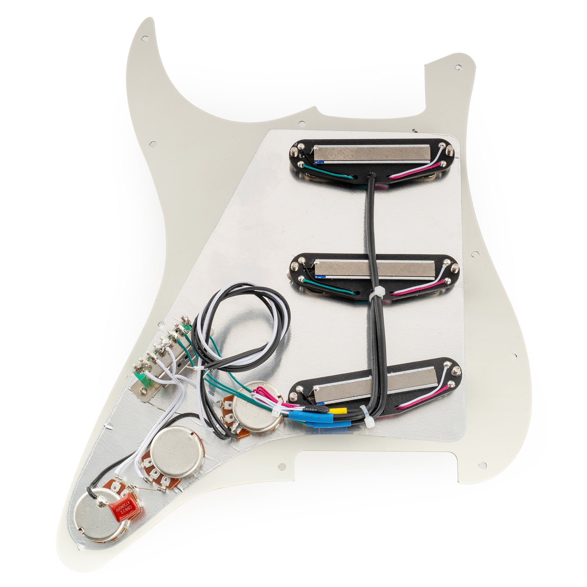 Musiclily Pro-SE ST-DPHA Pre-wired SSS Pickguard with Alnico 5 Mini Rail Humbucker for Strat Style Electric Guitar
