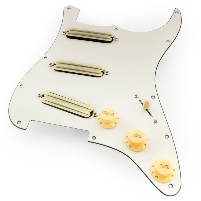 Musiclily Pro-SE ST-DPHA vorgesoldertes SSS-Pickguard mit Alnico 5 Mini Rail Humbucker für Elektrogitarren im Strat-Stil