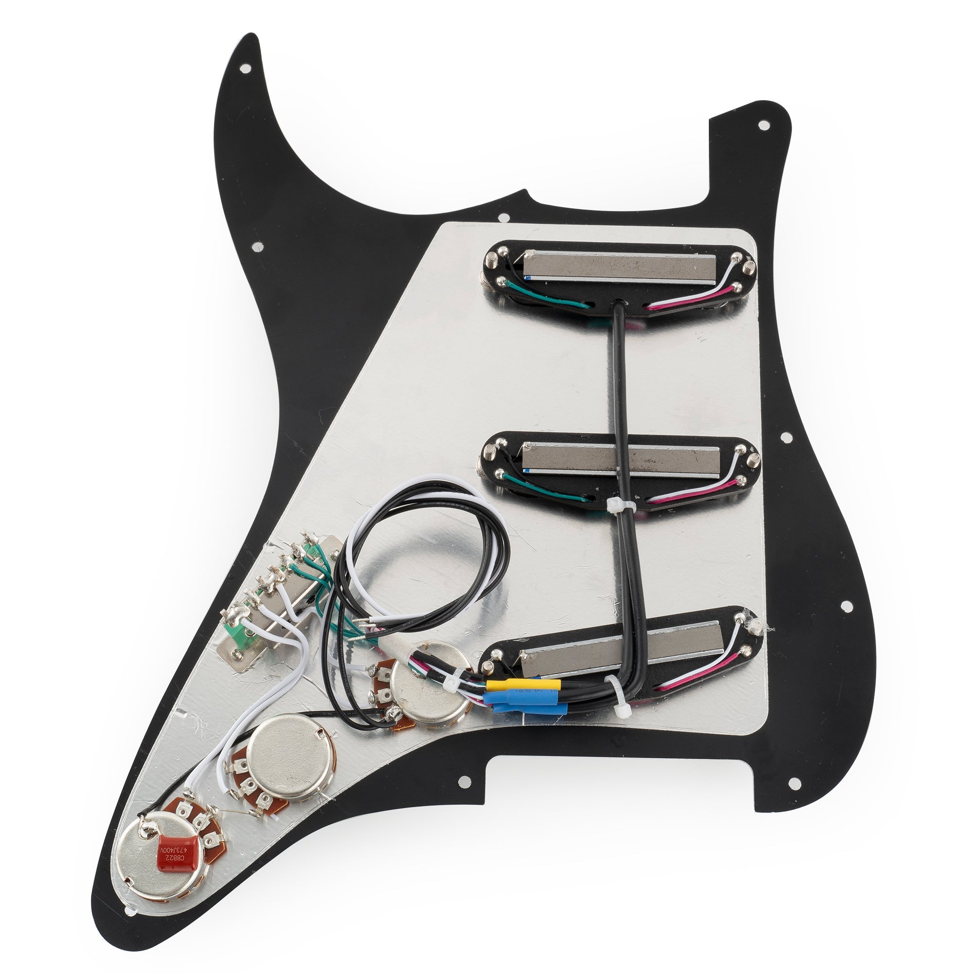 Musiclily Pro-SE ST-DPHA Pre-wired SSS Pickguard with Alnico 5 Mini Rail Humbucker for Strat Style Electric Guitar